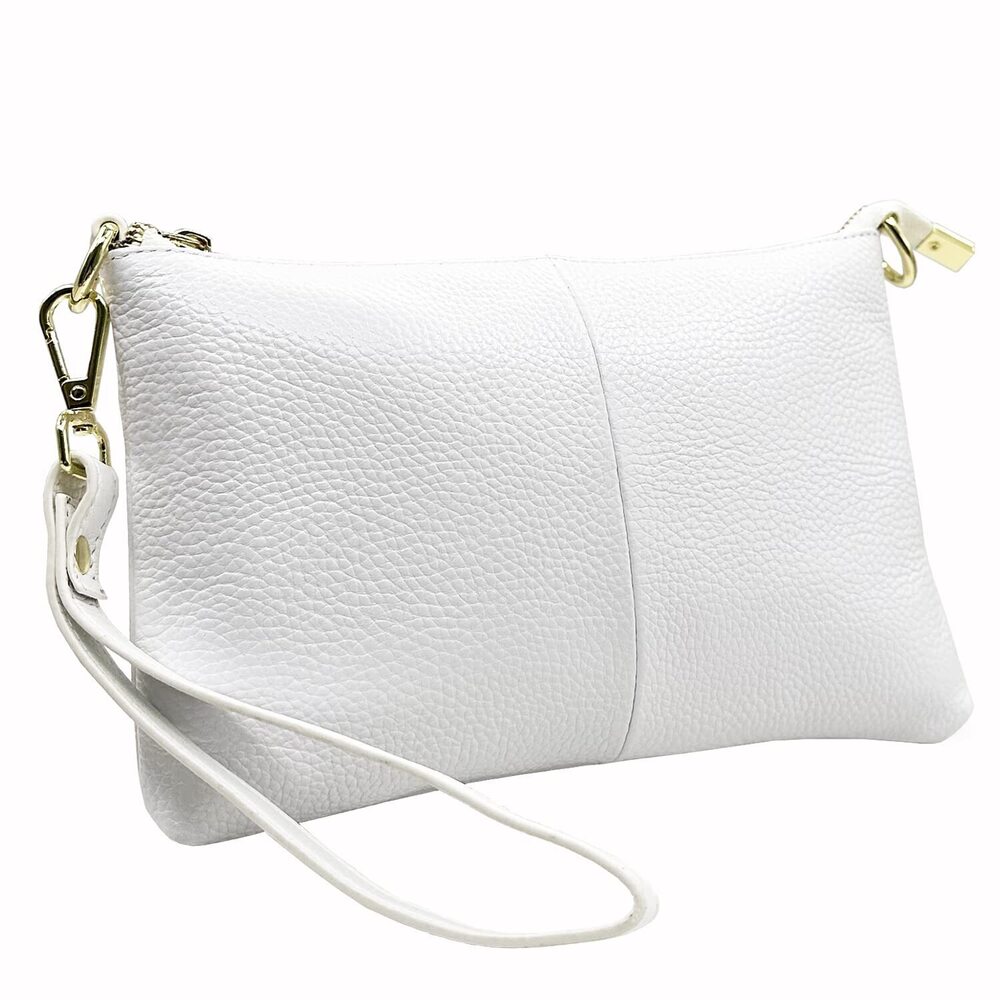 3056 Leather Wristlet Wallet Clutch Purses Small Crossbody Phone BagsWhite